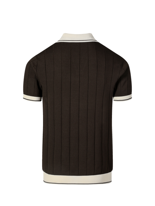 Porto Cervo knit polo in Espresso, back view