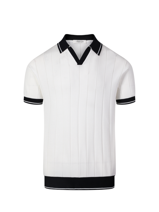 Porto Cervo knit polo in Ivory, front view