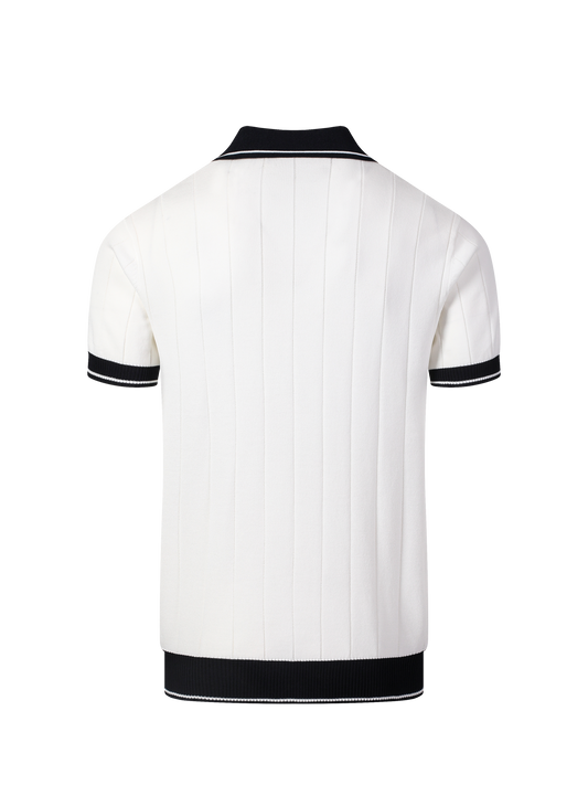 Porto Cervo knit polo in Ivory, back view
