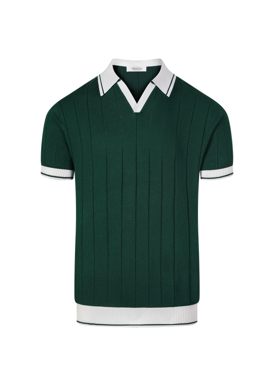 Porto Cervo knit polo in Cypress, front view