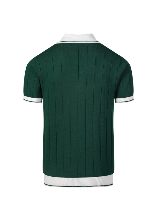 Porto Cervo knit polo in Cypress, back view