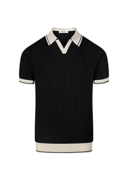 Porto Cervo knit polo in Ink, front view