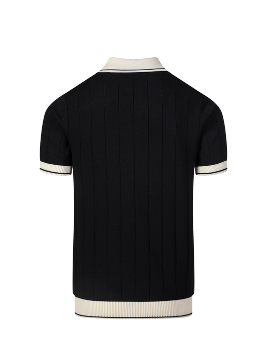 Porto Cervo knit polo in Ink, back view