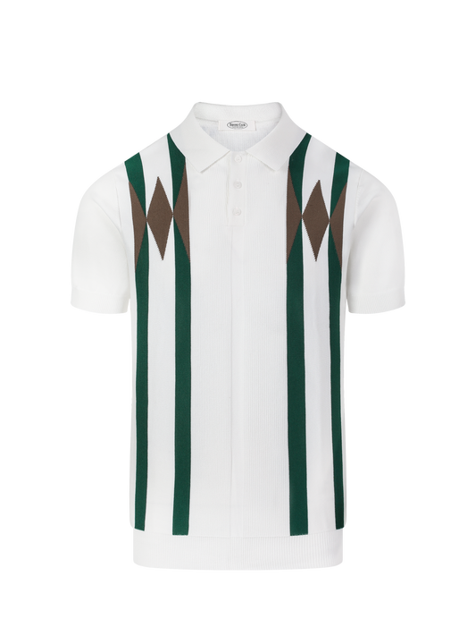Formentera knit polo in Ivory, front view