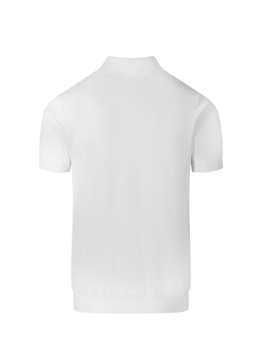 Formentera knit polo in Ivory, back view