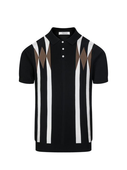 Formentera knit polo in Ink, front view
