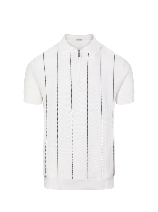 Capri knit polo in Ivory, front view