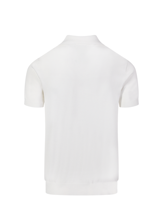 Capri knit polo in Ivory, back view