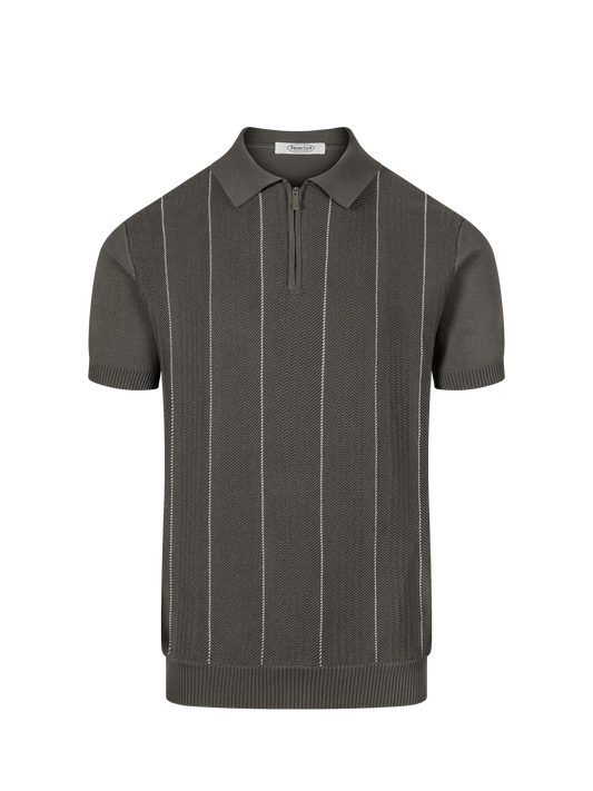 Capri knit polo in Olive, front view