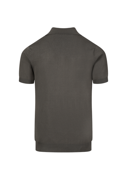 Capri knit polo in Olive, back view