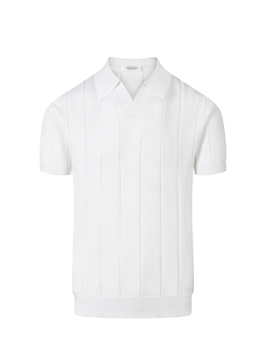 Ibiza knit polo in Ivory, front view