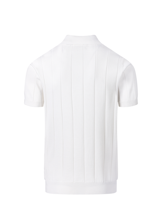 Ibiza knit polo in Ivory, back view