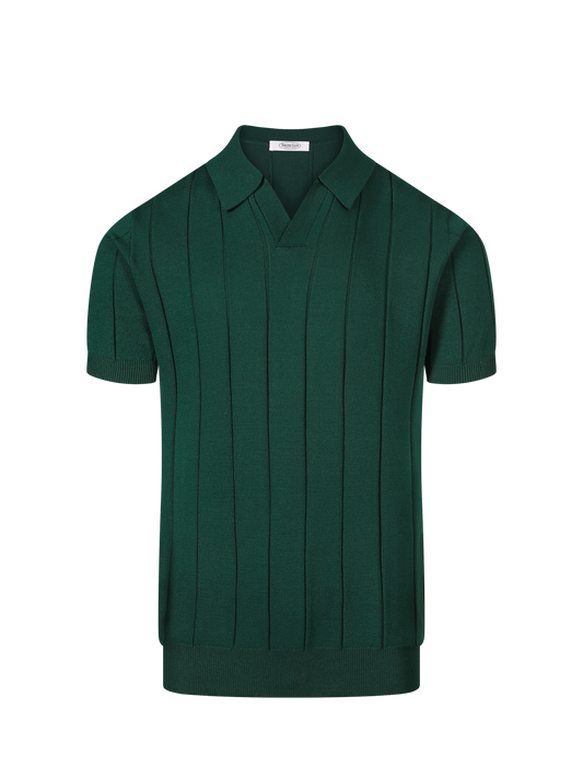 Ibiza knit polo in Cypress, front view