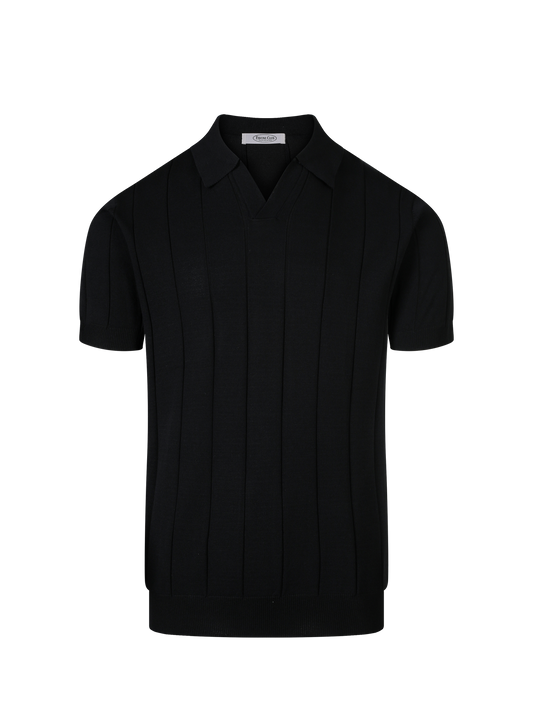 Ibiza knit polo in Ink, front view