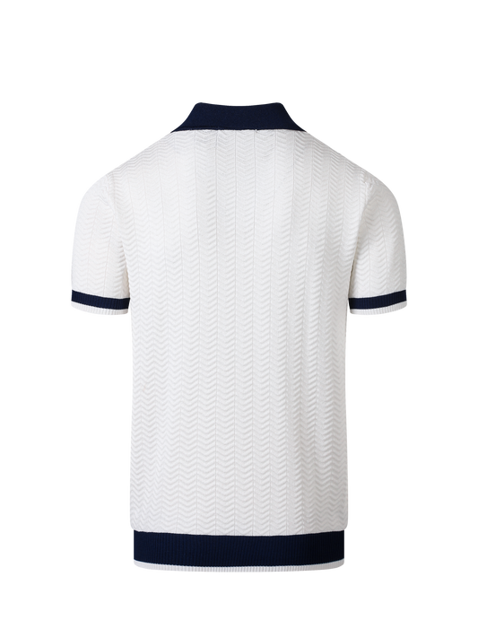 Malibu knit polo in Ivory, back view