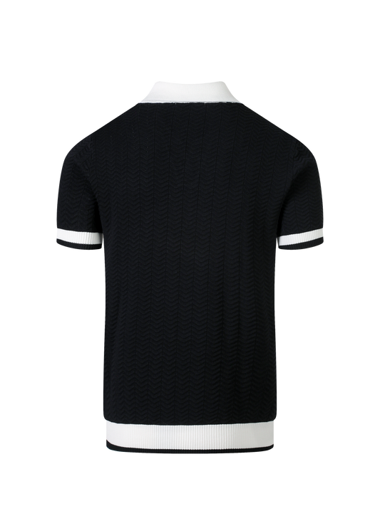 Malibu knit polo in Ink, back view
