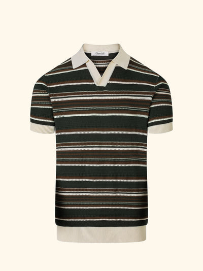 Amalfi knit polo in Cypress, front view