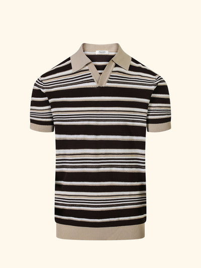 Amalfi knit polo in Espresso, front view