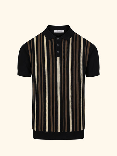 Cannes knit polo in Ink, front view