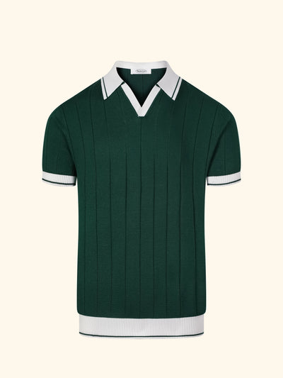Porto Cervo knit polo in Cypress, front view