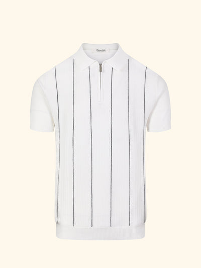 Capri knit polo in Ivory, front view