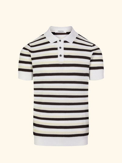 Cap Ferrat knit polo in Ivory, front view