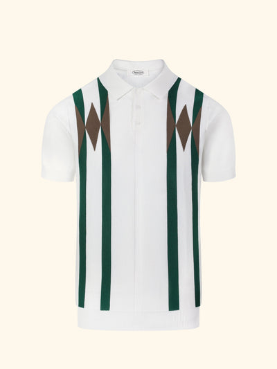 Formentera knit polo in Ivory, front view