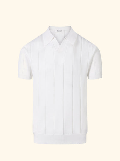 Ibiza knit polo in Ivory, front view