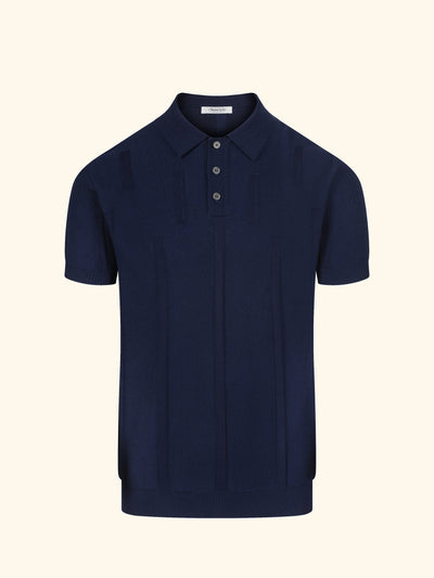 Positano knit polo in Navy, front view