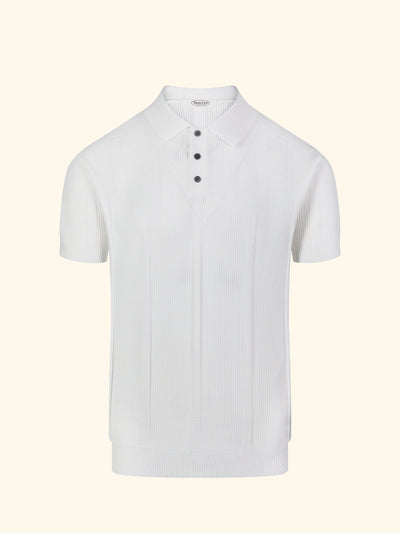 Positano knit polo in Ivory, front view