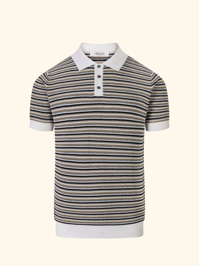 Ravello knit polo in Ivory, front view