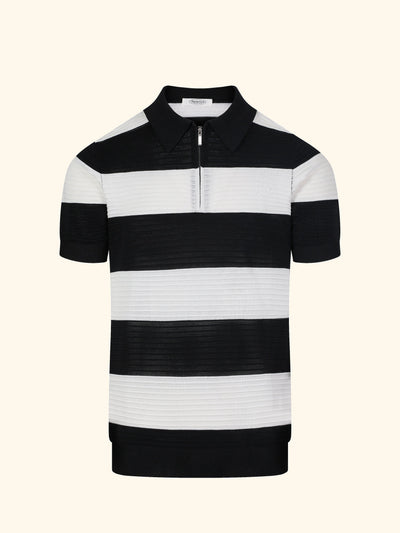 Santorini knit polo in Ink, front view