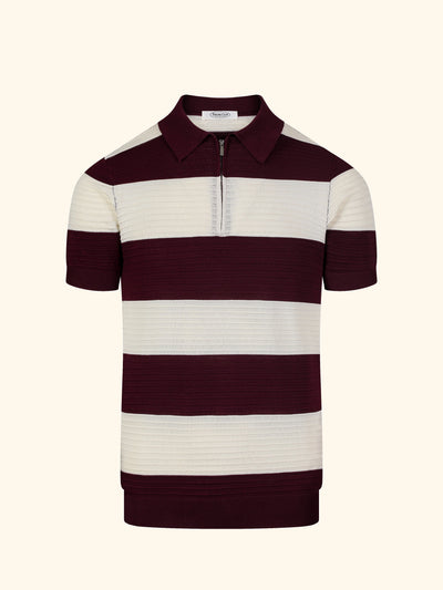 Santorini knit polo in Burgundy, front view