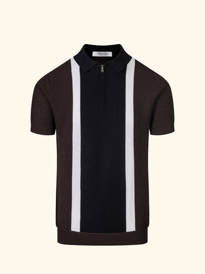 Saint Barth knit polo in Espresso, front view