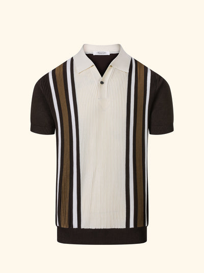Taormina knit polo in Espresso, front view