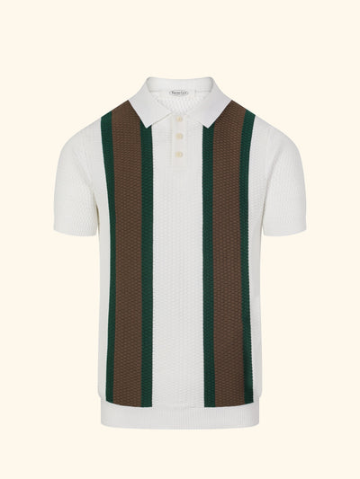 Tulum knit polo in Ivory, front view