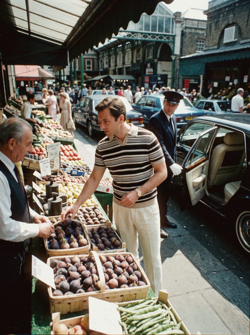 A striped knit polo at the morning market
